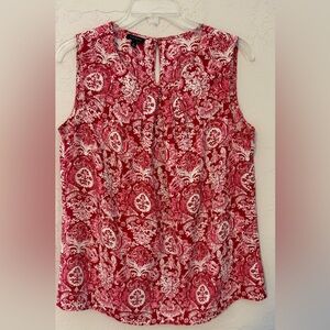 Talbots Women's Red and White Floral Blouse/Sleeveless, Sz 8